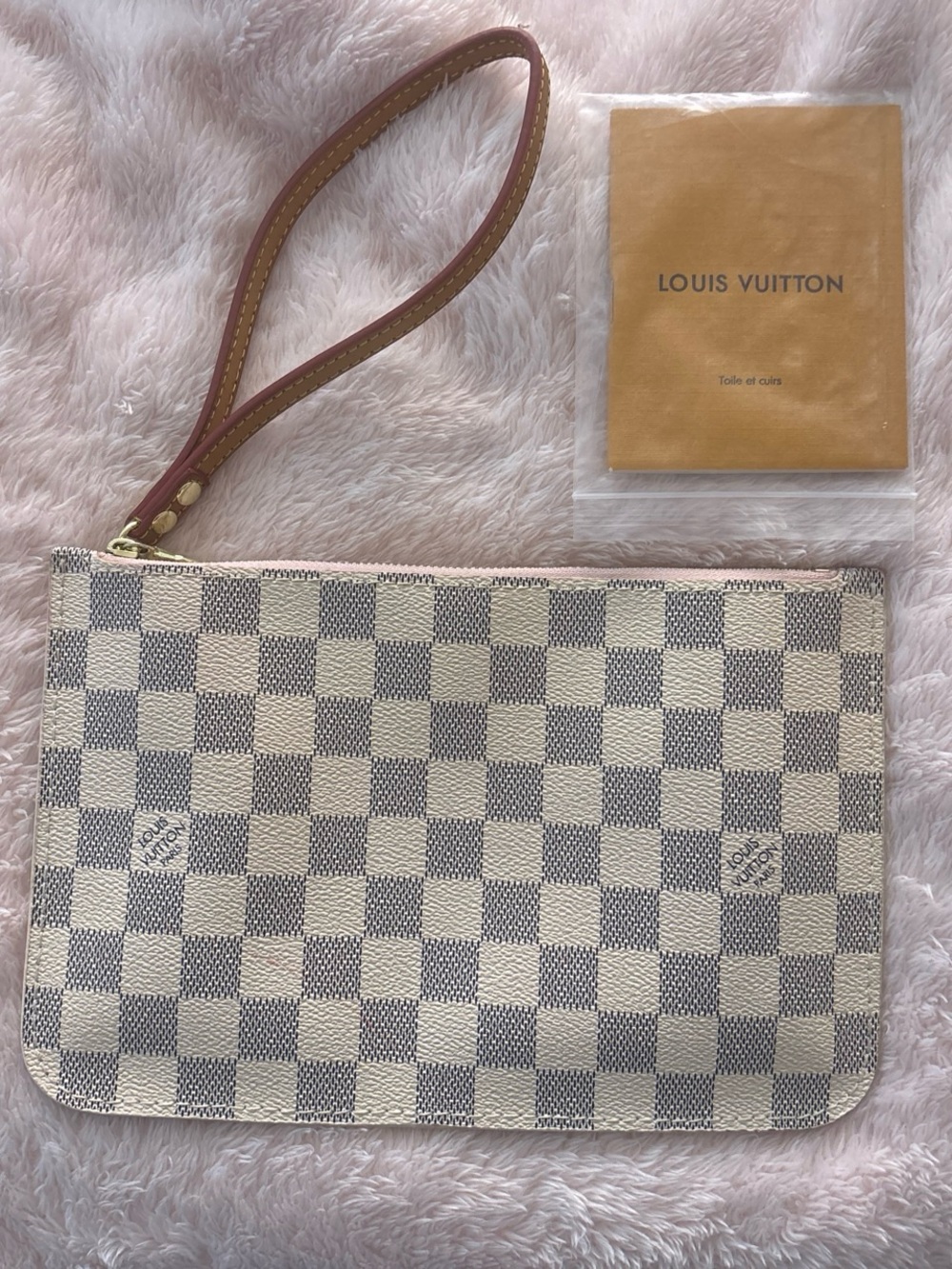 Louis Vuitton Damier Azur Mini Wristlet in Ivory and Light Blue-Gray